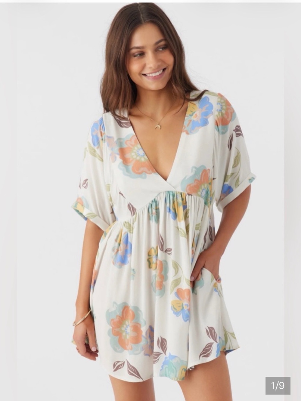 O'Neill Cream Floral V-Neck Dress